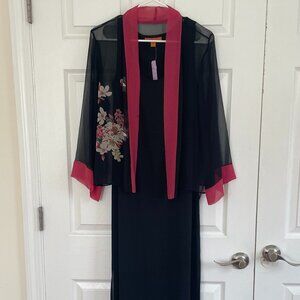 Harari Vintage Silk Two-Piece Ensemble Kimono and Dress